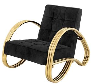 Casa Padrino Luxus Sessel Schwarz / Gold 75 x 98 x H. 78 cm - Designer Sessel 