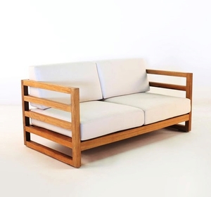 Casa Padrino Garten 2-er Sofa Rustikal Miami Weiss-Creme/Braun 140 x 40 x H70 cm - Eiche Massivholz - Echtholz M�bel Massiv