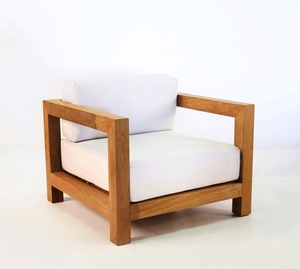 Casa Padrino Garten Sessel Boston Rustikal Weiss-Creme/Braun 80 x 40 x H70 cm - Eiche Massivholz - Echtholz M�bel Massiv