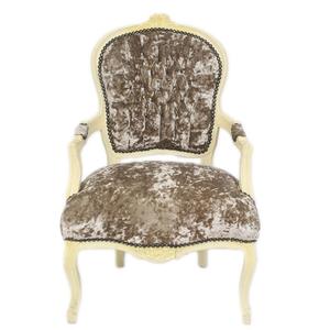 Casa Padrino Barock Salon Stuhl Khaki Velour Stoff / Creme - Antik Design M�bel