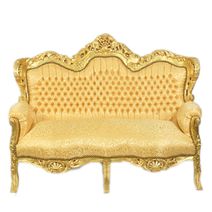 Casa Padrino Barock 2-er Sofa King Gold Muster / Gold - Barock Mbel 