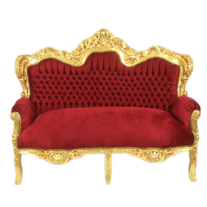 Casa Padrino Barock 2-er Sofa King Bordeaux / Gold - Barock M�bel