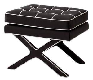Casa Padrino Luxus Kreuzhocker Schwarz / Wei� - Designer Hotel Hocker