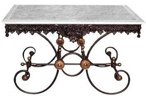 Casa Padrino Nostalgie Gartentisch aus Schmiedeeisen mit wei�er Marmorplatte - 130 cm x 80 cm x H75 cm - Luxus Gartenm�bel