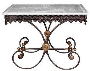 Casa Padrino Nostalgie Gartentisch aus Schmiedeeisen mit wei�er Marmorplatte - 100 cm x 67 cm x H75 cm - Luxus Gartenm�bel