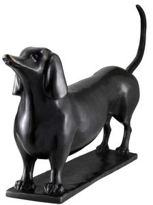 Casa Padrino Designer Bronzefigur Dachshund 46 x 8 x H. 23 cm - Luxus Qualit�t
