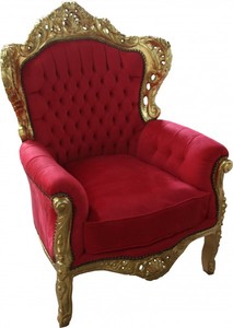 Casa Padrino Barock Sessel King Rot / Gold Mod2 - M�bel im Antikstil