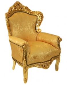 Casa Padrino Sessel King Gold Muster / Gold 85 x 85 x H. 120 cm - Barock Sessel