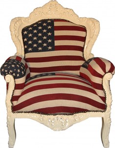 Casa Padrino Barock Sessel King Amerikanische Flagge USA / Creme - Limited Edition