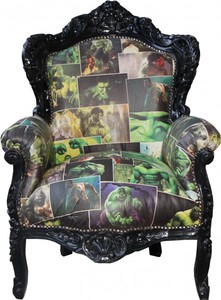 Casa Padrino Barock Sessel King Comic Design / Schwarz Lederoptik - Mbel