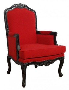 Casa Padrino Barock Lounge Sessel Rot / Antik Schwarz 65 x 72 x H. 125 cm - Luxus Qualit�t