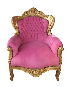 Casa Padrino Barock Sessel King Pink / Gold - M�bel im Antikstiel