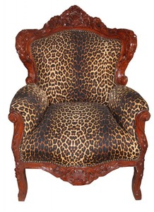 Casa Padrino Barock Sessel King Leopard / Braun 85 x 85 x H. 120 cm