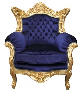 Casa Padrino Barock Sessel Al Capone Mod2  Royalblau / Gold - Limited Edition