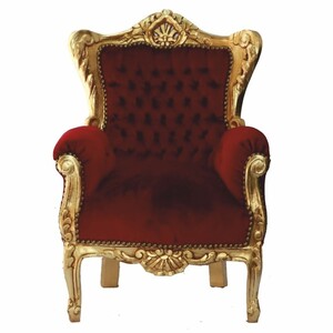Casa Padrino Barock Kinder Sessel Bordeauxrot / Gold - Barock Kinder M�bel