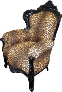 Casa Padrino Barock Sessel King Leopard / Schwarz - Limited Edition