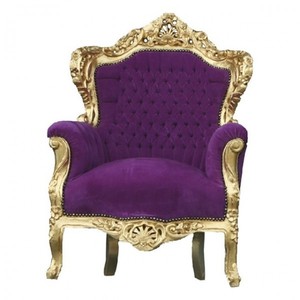 Casa Padrino Barock Sessel King Lila / Gold - Barock M�bel