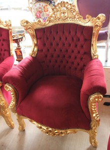 Barock Sessel Bordeaux/Gold 