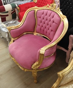 Barock Salon Lounge Sessel Rosa / Gold
