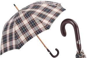 Brauner Tartan-Regenschirm f�r Herren - Handmade in Italy