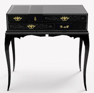 CPBlack Luxus Barock Nachtkommode - Prunkvoller Mahagoni Nachttisch - Schlafzimmer M�bel im Barockstil - Erstklassische Qualit�t