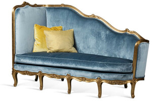 CPBlack Luxus Barock Sofa by Casa Padrino Hellblau / Antik Gold - Rechte Seite