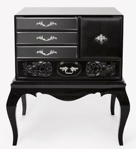 CPBlack Luxus Barock Nachtkommode - Prunkvoller Mahagoni Nachttisch - Barock Schlafzimmer M�bel - Erstklassische Qualit�t