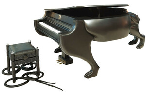 CPBlack Luxus Designer Digital Piano Leopard mit Sitzbank Matt Schwarz - Elektronisches Piano - Digitalflgel