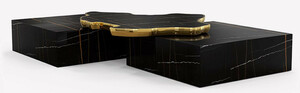 CPBlack Luxus Marmor Couchtisch by Casa Padrino Schwarz / Gold