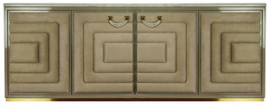 CPBlack Luxus Sideboard Taupefarben / Gold - Handgefertigtes Sideboard mit 4 T�ren und Swarovski Perlen
