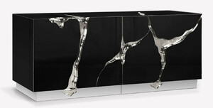 CPBlack Luxus Sideboard by Casa Padrino Schwarz / Silber