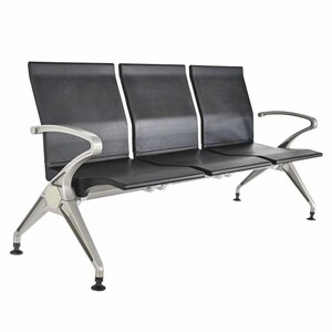Casa Padrino 3er Besucherbank / Wartezimmerbank Schwarz / Grau 180 cm - Wartezimmer M�bel
