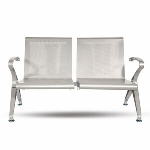 Casa Padrino 2er Besucherbank / Wartezimmerbank Silber 121 cm - Wartezimmer M�bel