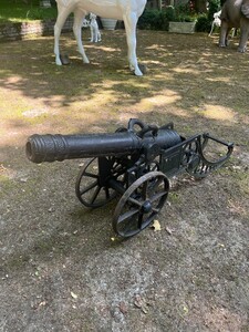 Casa Padrino Antik Stil Deko Kanone Antik Schwarz / Rostfarben 162 x 42 x H. 70 cm - Historische Mittelalter Gusseisen Kanone - Garten & Terrassen Deko Accessoires