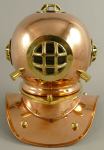 Casa Padrino Antik Stil Deko Taucherhelm Kupfer / Gold 18 x 20 x H. 20 cm - Wohnzimmer Deko - Schreibtisch Deko - Luxus Deko - Deko Accessoires