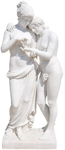 Casa Padrino Antik Stil Garten Deko Marmor Skulptur Liebespaar Wei� H. 180 cm