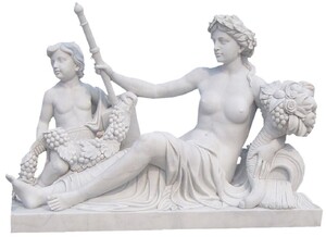 Casa Padrino Antik Stil Marmor Skulptur Frau mit Kind Grau 150 x H. 160 cm