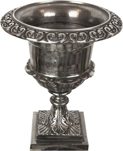 Casa Padrino Barock Blumentopf / Pflanzentopf Antik Silber  34 x H. 58,5 cm - Aluminium Blumengef�� Pflanzk�bel im Antik Stil 