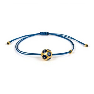 Casa Padrino Armband Conta de Viana Blau aus Vergoldetem Silber mit Kordel