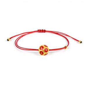 Casa Padrino Armband Conta de Viana Rot aus Vergoldetem Silber mit Kordel