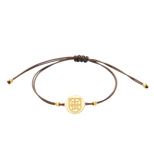 Casa Padrino Armband Escudo aus Vergoldetem Silber mit Kordel