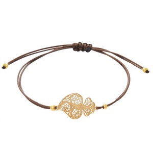 Casa Padrino Armband Herz von Viana aus Vergoldetem Silber mit Kordel