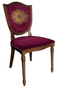 Casa Padrino Art Deco Esszimmerstuhl Lila / Braun - Eleganter Massivholz Stuhl mit elegantem Muster - Art Deco Esszimmer M�bel