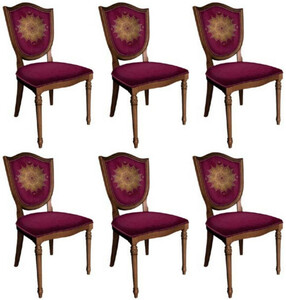 Casa Padrino Art Deco Esszimmerstuhl Set Lila / Braun - 6 Handgefertigte Art Deco K�chen St�hle - Art Deco Esszimmer M�bel