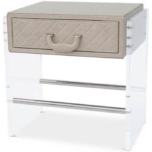 Casa Padrino Luxus Nachttisch mit Schublade Cappuccino / Silber 59 x 53 x H. 72 cm - Eleganter Beistelltisch mit hochwertigem Leder - Luxus Schlafzimmerm�bel