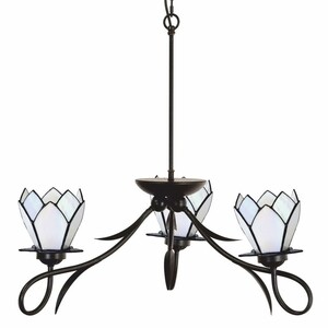 Casa Padrino Art Deco Tiffany Kronleuchter Braun / Wei�  80 cm - Tiffany Leuchten