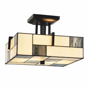 Casa Padrino Art Deco Tiffany Deckenleuchte Creme / Schwarz 35 cm - Tiffany Leuchten