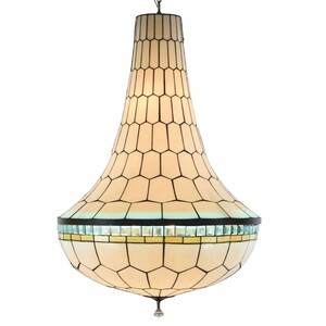 Casa Padrino Art Deco LED Tiffany Kronleuchter Wei� / Schwarz H. 120 cm - Tiffany Leuchten