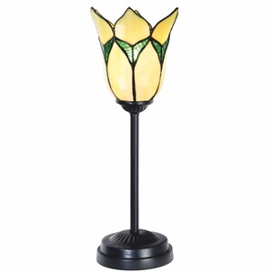 Casa Padrino Art Deco Tiffany Tischleuchte Blume Gelb / Gr�n / Schwarz H. 46 cm - Elegante Schreibtischleuchte - Tiffany Leuchten