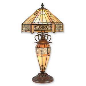 Casa Padrino Tiffany Tischleuchte Beige / Dunkelbraun H. 57 cm - Tiffany Leuchten